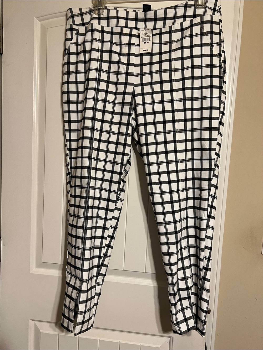 Ashley Stewart Black & White Windowpane Dress Pants